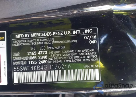 2016 Mercedes-Benz C 300 Sport 4Matic из США, поврежденный, VIN 55SWF4KB4GU176266